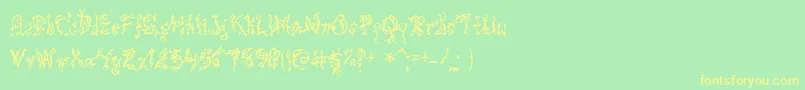 フォントPulsestate – 黄色の文字が緑の背景にあります