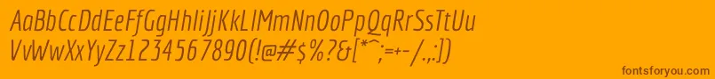 Czcionka EconomicaItalic – brązowe czcionki na pomarańczowym tle