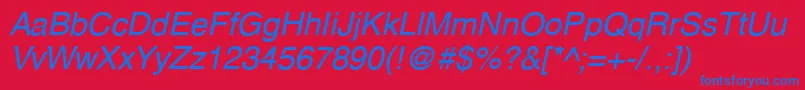 フォントAberdenItalic – 赤い背景に青い文字
