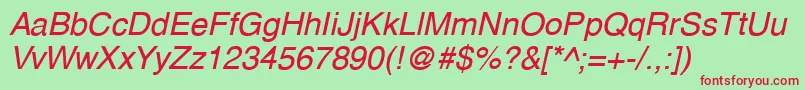 Czcionka AberdenItalic – czerwone czcionki na zielonym tle