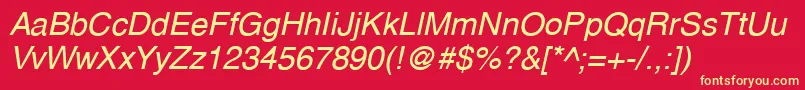 AberdenItalic-fontti – keltaiset fontit punaisella taustalla