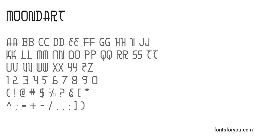 Шрифт Moondart – алфавит, цифры, специальные символы