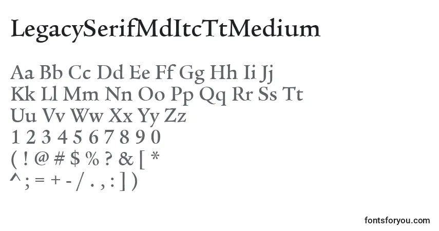 Czcionka LegacySerifMdItcTtMedium – alfabet, cyfry, specjalne znaki