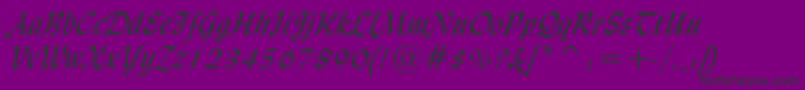 フォントLydianCursiveBt – 紫の背景に黒い文字