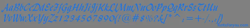 LydianCursiveBt-fontti – siniset fontit harmaalla taustalla