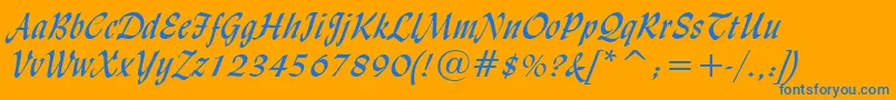 LydianCursiveBt Font – Blue Fonts on Orange Background