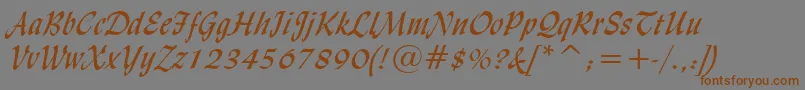 LydianCursiveBt-Schriftart – Braune Schriften auf grauem Hintergrund