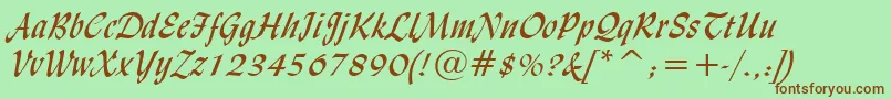 LydianCursiveBt Font – Brown Fonts on Green Background