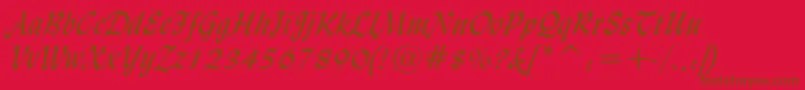 Police LydianCursiveBt – polices brunes sur fond rouge
