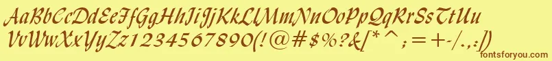 LydianCursiveBt Font – Brown Fonts on Yellow Background
