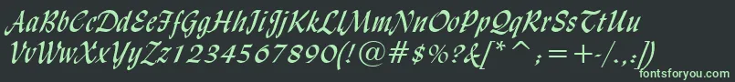 LydianCursiveBt-Schriftart – Grüne Schriften auf schwarzem Hintergrund