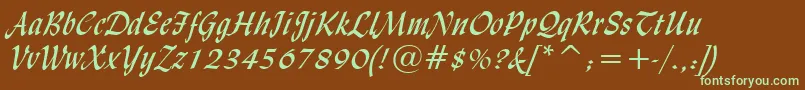 LydianCursiveBt Font – Green Fonts on Brown Background