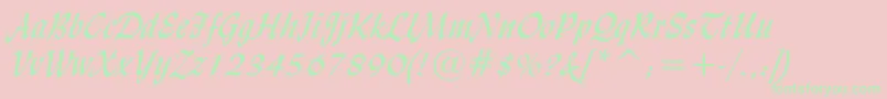 LydianCursiveBt Font – Green Fonts on Pink Background