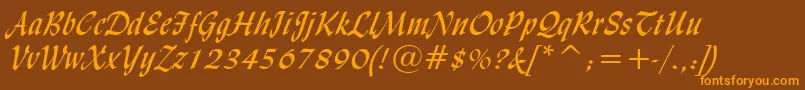 LydianCursiveBt Font – Orange Fonts on Brown Background