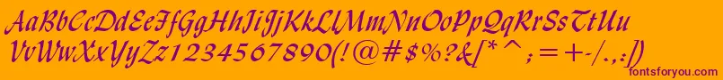 LydianCursiveBt Font – Purple Fonts on Orange Background