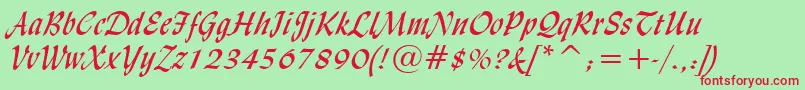 LydianCursiveBt Font – Red Fonts on Green Background