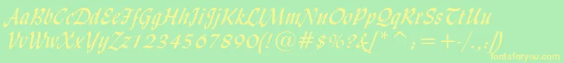 LydianCursiveBt Font – Yellow Fonts on Green Background