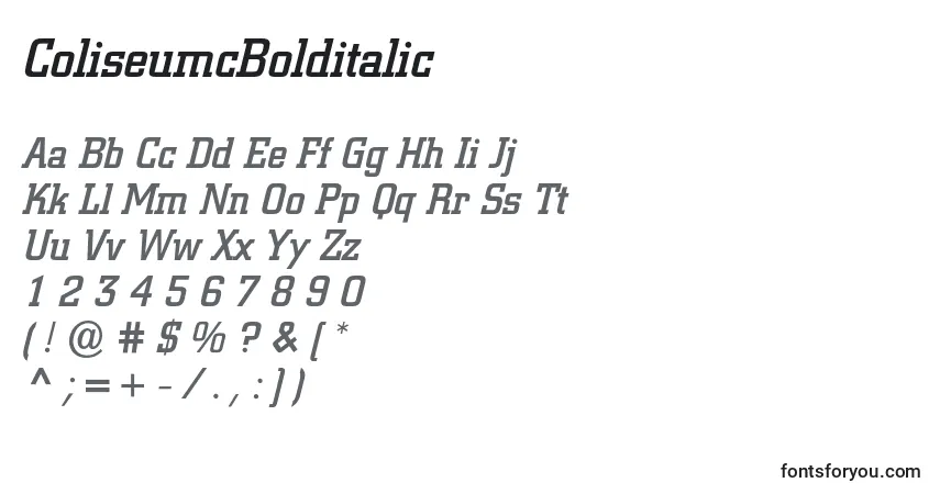 Czcionka ColiseumcBolditalic – alfabet, cyfry, specjalne znaki