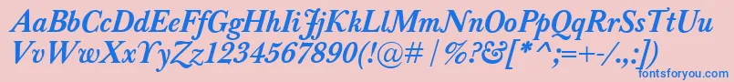 Fonte BaskervilleClassicoBolditalic – fontes azuis em um fundo rosa