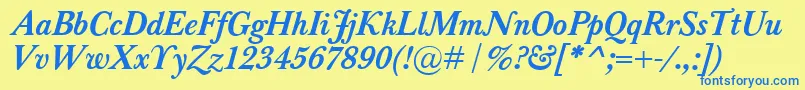 BaskervilleClassicoBolditalic Font – Blue Fonts on Yellow Background