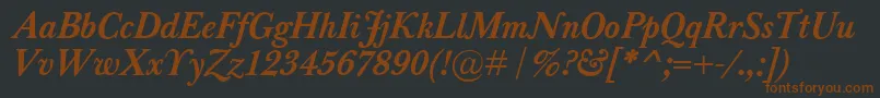 Czcionka BaskervilleClassicoBolditalic – brązowe czcionki na czarnym tle