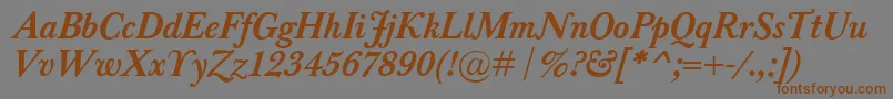 Więcej informacji o czcionce BaskervilleClassicoBolditalic Czcionka BaskervilleClassicoBolditalic – brązowe czcionki na szarym tle