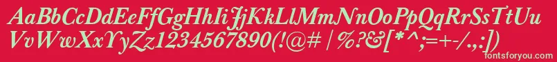 フォントBaskervilleClassicoBolditalic – 赤い背景に緑の文字