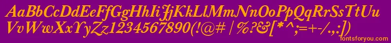 BaskervilleClassicoBolditalic Font – Orange Fonts on Purple Background