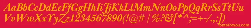 BaskervilleClassicoBolditalic Font – Orange Fonts on Red Background