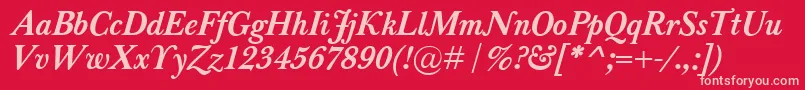 Fonte BaskervilleClassicoBolditalic – fontes rosa em um fundo vermelho