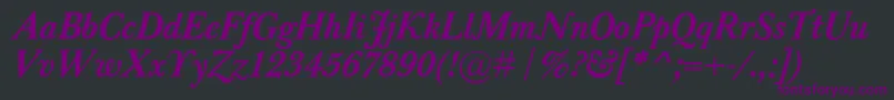 Czcionka BaskervilleClassicoBolditalic – fioletowe czcionki na czarnym tle