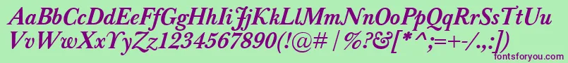 BaskervilleClassicoBolditalic Font – Purple Fonts on Green Background