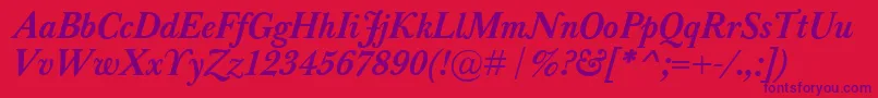 Czcionka BaskervilleClassicoBolditalic – fioletowe czcionki na czerwonym tle