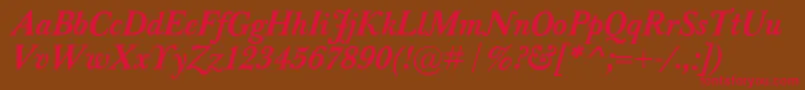 BaskervilleClassicoBolditalic Font – Red Fonts on Brown Background