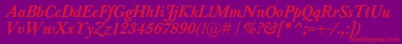 BaskervilleClassicoBolditalic Font – Red Fonts on Purple Background