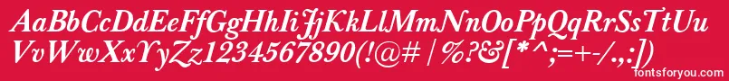 フォントBaskervilleClassicoBolditalic – 赤い背景に白い文字