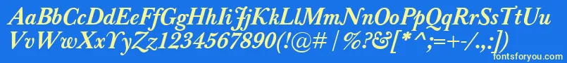 BaskervilleClassicoBolditalic Font – Yellow Fonts on Blue Background