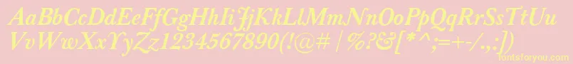 Saiba mais sobre a fonte BaskervilleClassicoBolditalic Fonte BaskervilleClassicoBolditalic – fontes amarelas em um fundo rosa