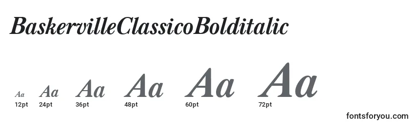 Größen der Schriftart BaskervilleClassicoBolditalic