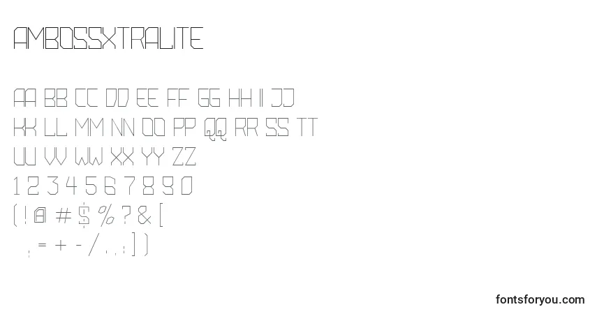 A fonte AmbossXtraLite – alfabeto, números, caracteres especiais