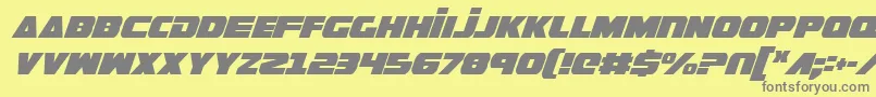 GuardianCondensedItalic-Schriftart – Graue Schriften auf gelbem Hintergrund