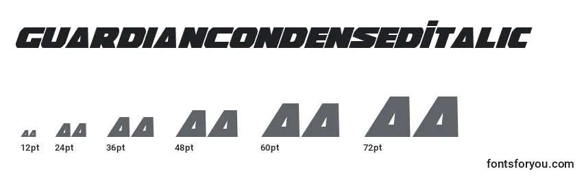 Размеры шрифта GuardianCondensedItalic