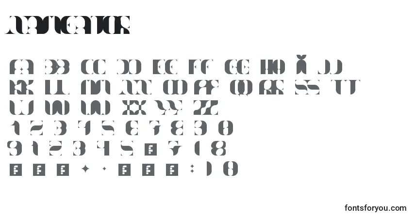 Czcionka Nameator – alfabet, cyfry, specjalne znaki