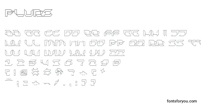 Czcionka Plurs – alfabet, cyfry, specjalne znaki
