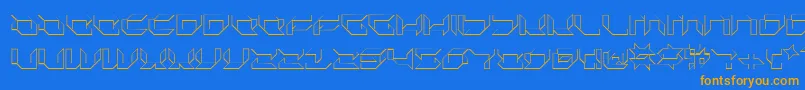 Weitere Informationen zur Plurs-Schriftart Plurs-Schriftart – Orangefarbene Schriften auf blauem Hintergrund