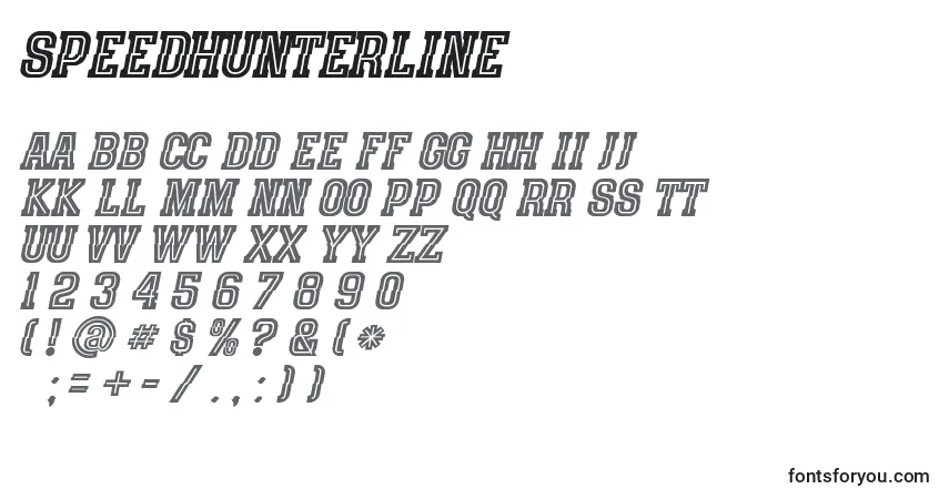 A fonte SpeedhunterLine (88049) – alfabeto, números, caracteres especiais
