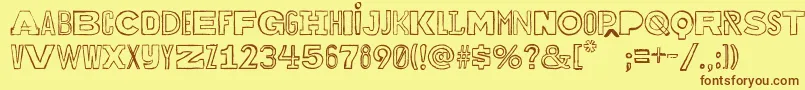 Bakuninoutline Font – Brown Fonts on Yellow Background