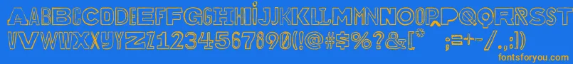 Bakuninoutline Font – Orange Fonts on Blue Background