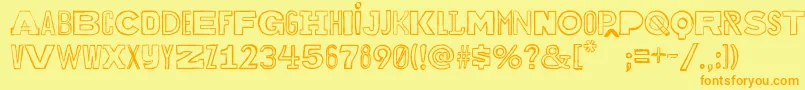 Bakuninoutline Font – Orange Fonts on Yellow Background