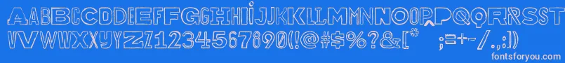 Bakuninoutline Font – Pink Fonts on Blue Background